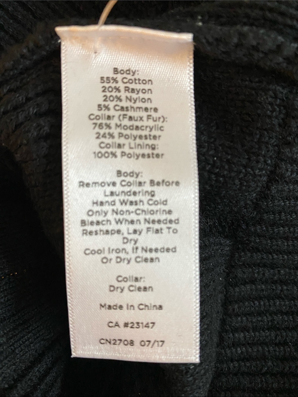 Talbots Black Knit Zip Cardigan with Faux Fur Trim • Petite Large - Picture 14 of 15